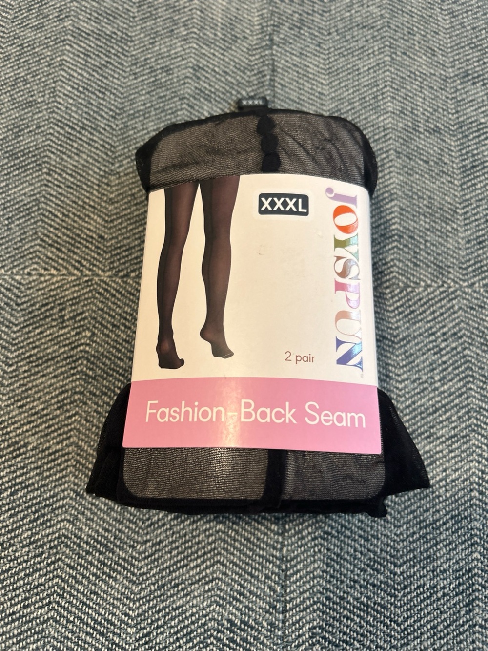 Joyspun Back Seam & Opaque Tights Womens Size XXXL Black 2 Pair